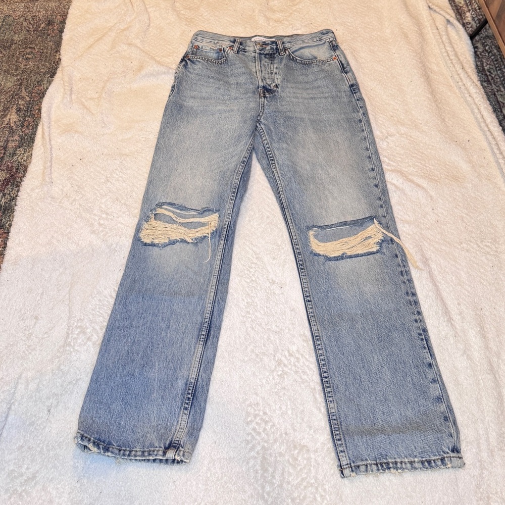 Topshop Light Blue Straight Leg Jeans